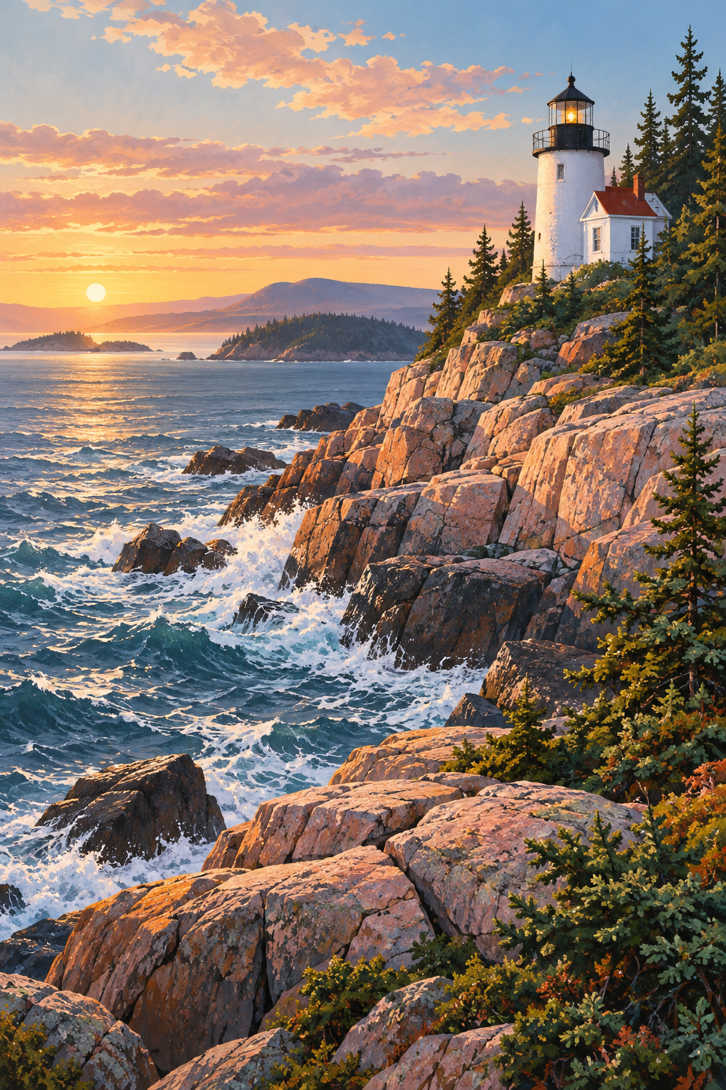 Illustrated landscape of Acadia