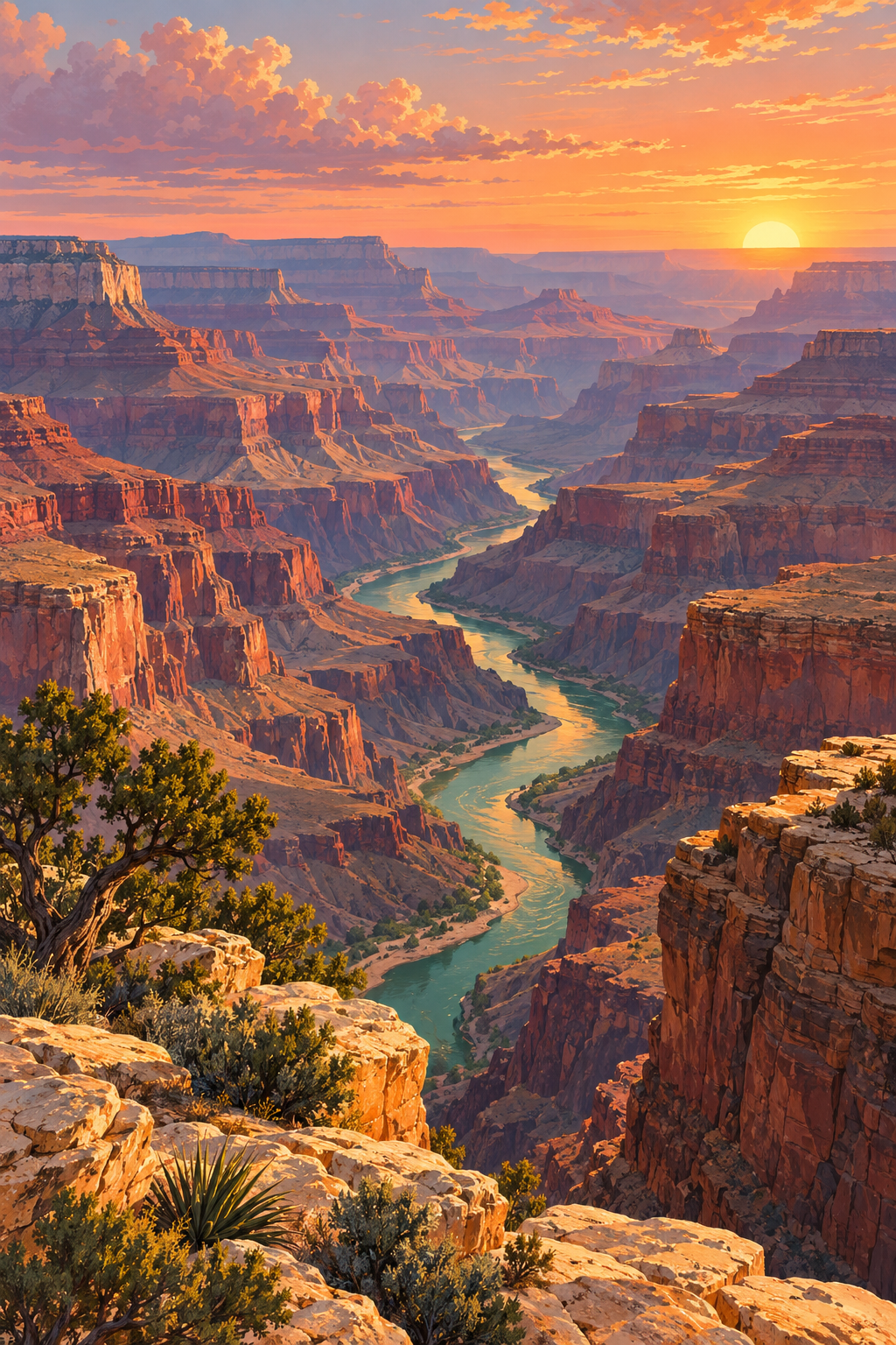 Illustrated landscape of Grand Canyon